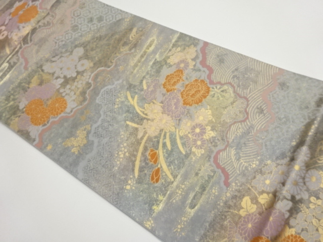 JAPANESE FUKURO OBI / WOVEN FLORAL PLANTS